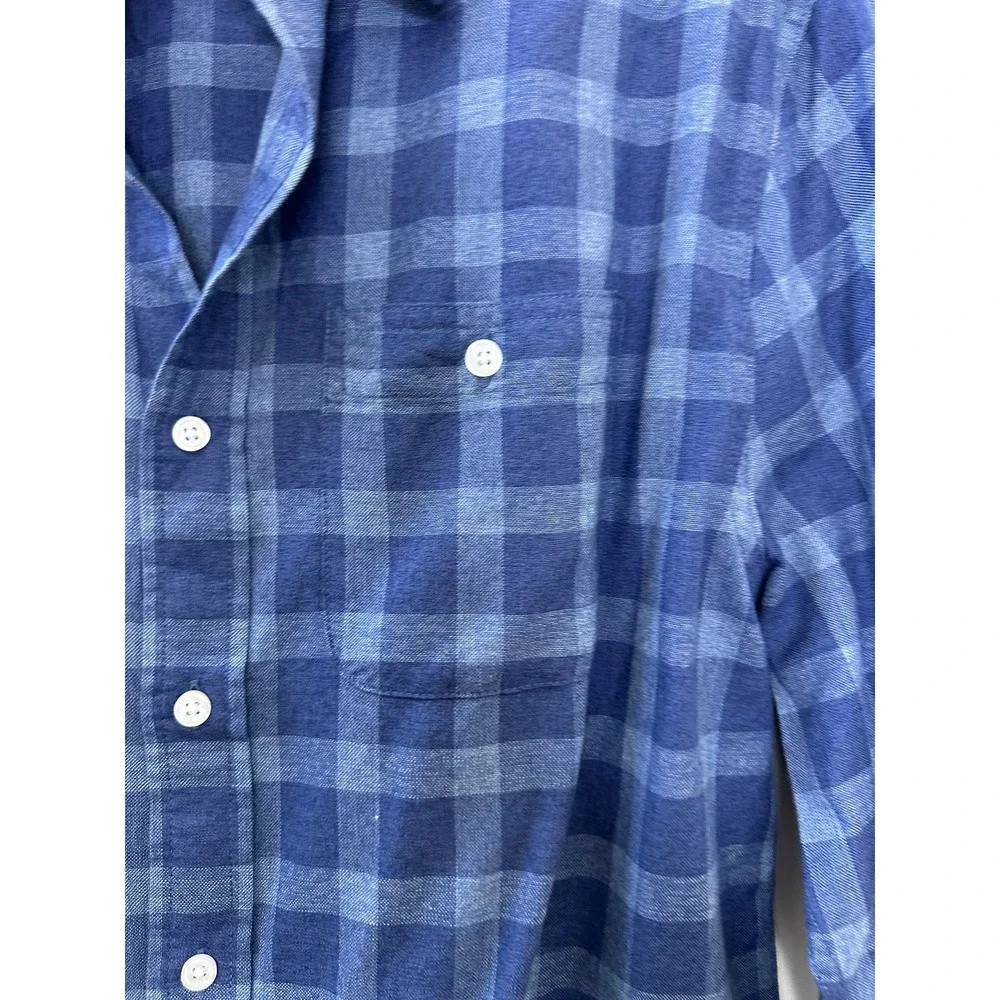NWT The Normal Brand Jasper Button Down Long Sleeve Shirt Medium Soft Blue Plaid - Picture 4 of 10